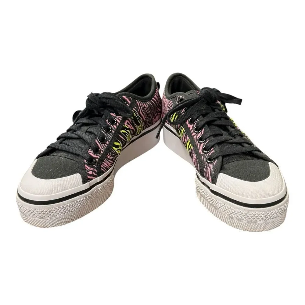 Adidas Originals Nizza Platform Black Yellow Pink Zebra Womens IE9626 Sneakers 9